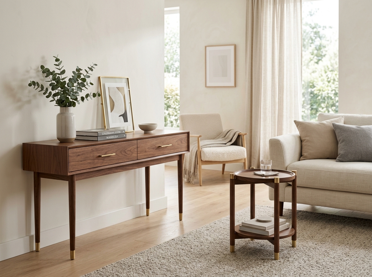 Aura Solid Walnut Console Table